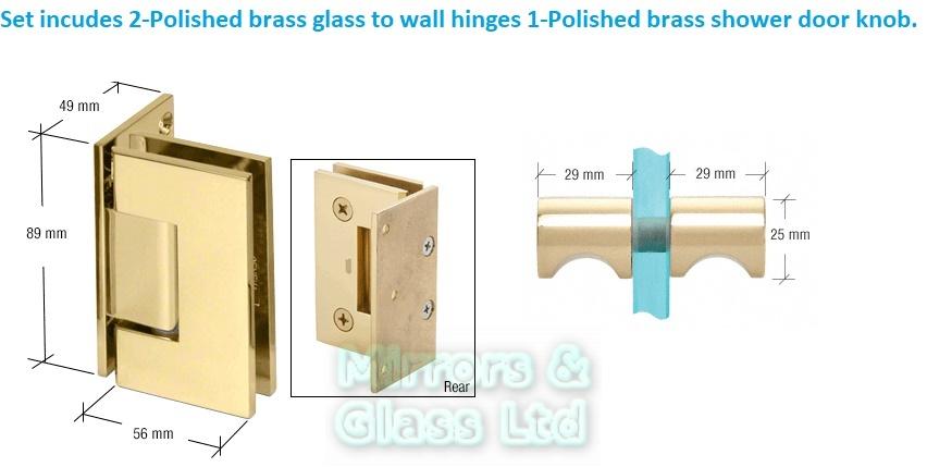Mirrors And Glass Accessories Brass Shower Door Set High Quality Shower Door Hinges Knob Handle