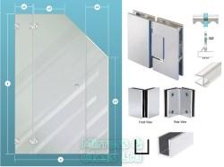3-Piece Glass Shower Enclosure Ceiling Cut